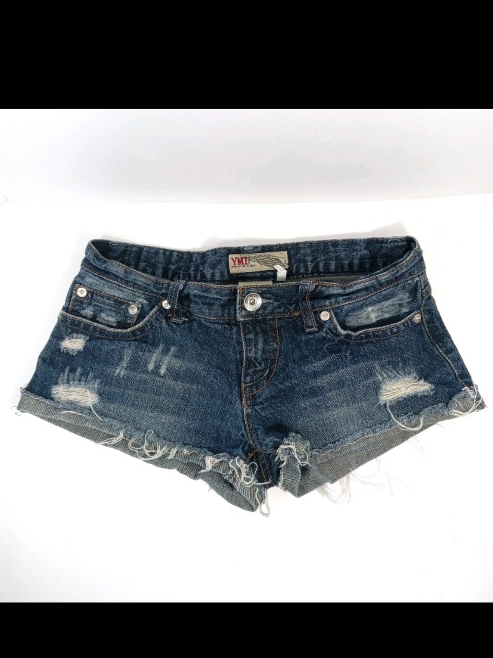 YMI Dark Blue Distressed Denim Cutoff Shorts Size 3